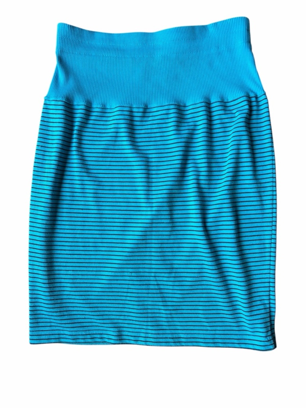 Vintage Y2K Turquoise ribbed Striped Pencil Skirt - Sleek Everyday Style
